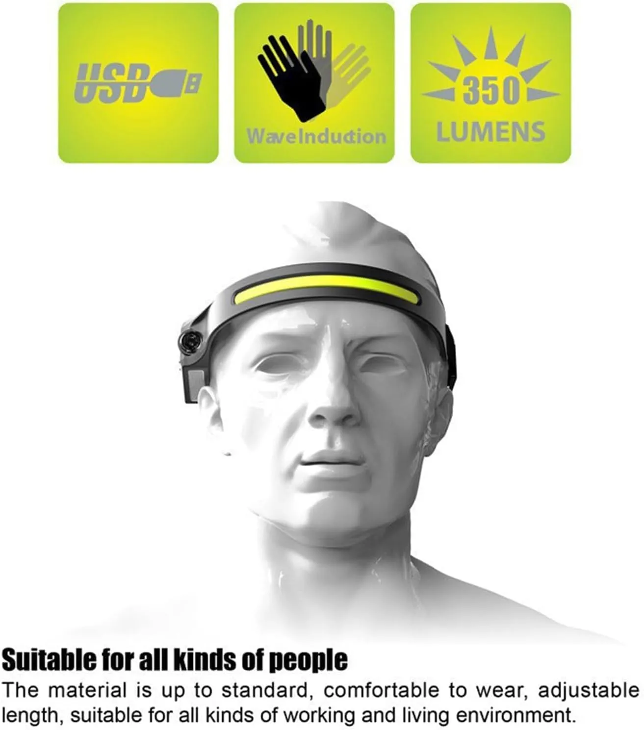 Lumi Light Led Headband, Lumilight Headlamp, Lumilight Led, 230 Degree Led Headlamp, Sensing Head Lamps Led Rechargeable Super Bright,Lightweight Waterproof for Outdoor Activities (B-3PC)
