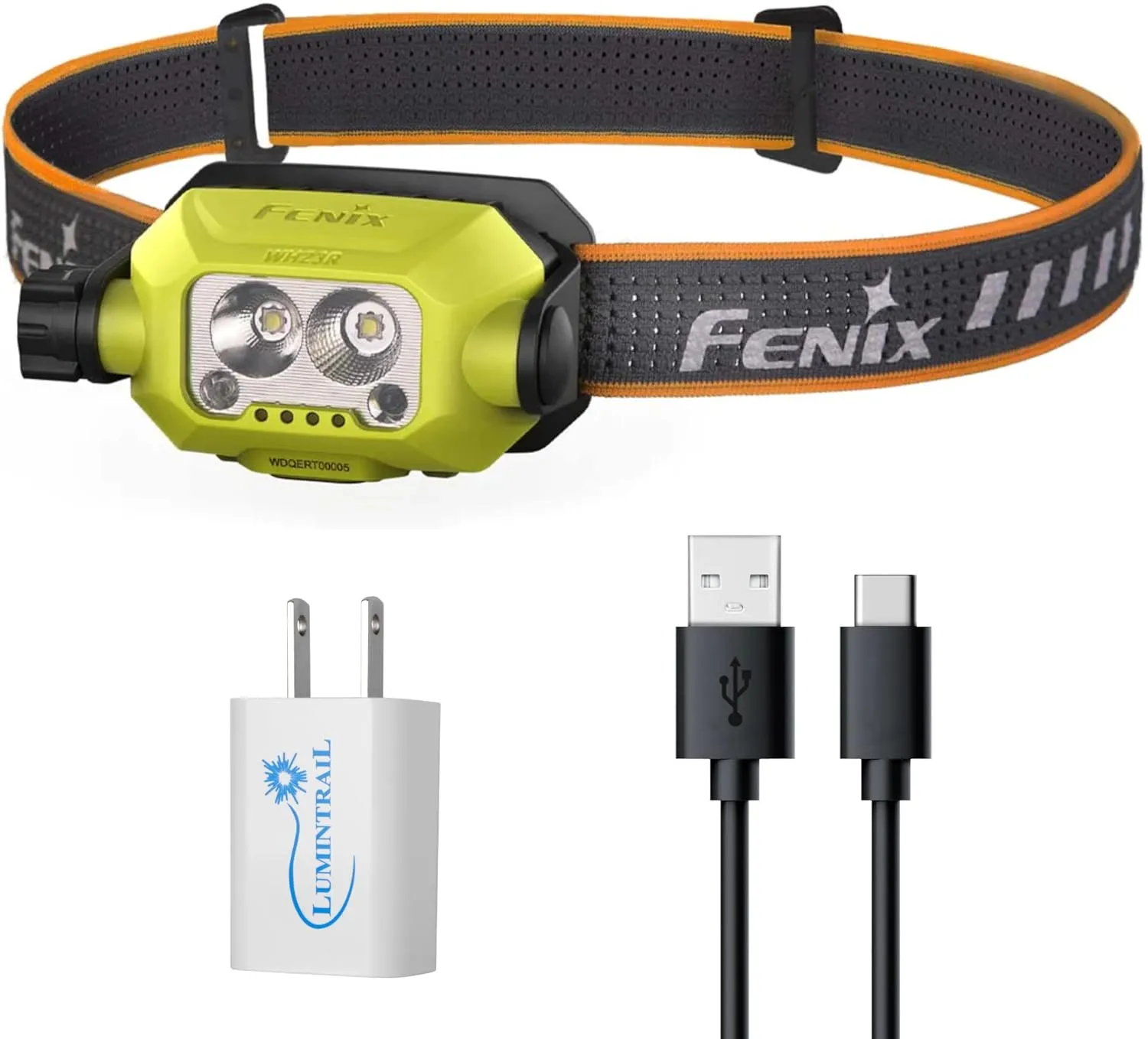 Lumintrail Fenix WH23R Headlamp Rechargeable Headlamp, 600 Lumens LED Headlamp, Dual LED Fenix Headlamp, Running Headlamp, IP66 Water Resistance, with a Wall Plug