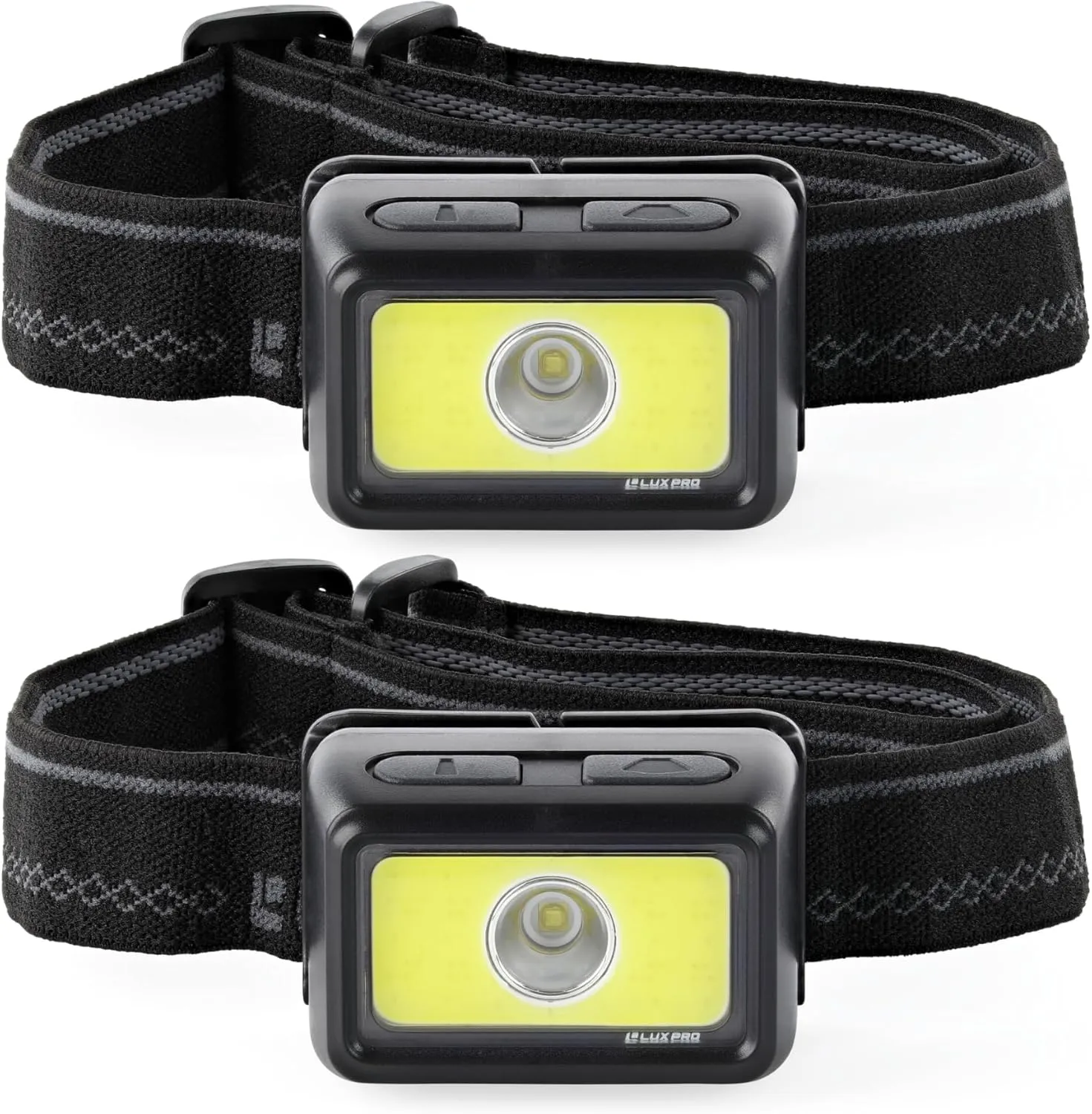 LUXPRO LP323-2PK Multicolor Broadbeam LED Headlamps - Battery-Powered, Lightweight Headlamp Flashlights for Camping, Hiking & More - Batteries Included - 2 Pack