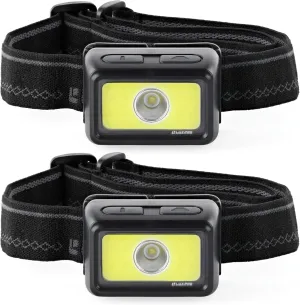 LUXPRO LP323-2PK Multicolor Broadbeam LED Headlamps - Battery-Powered, Lightweight Headlamp Flashlights for Camping, Hiking & More - Batteries Included - 2 Pack