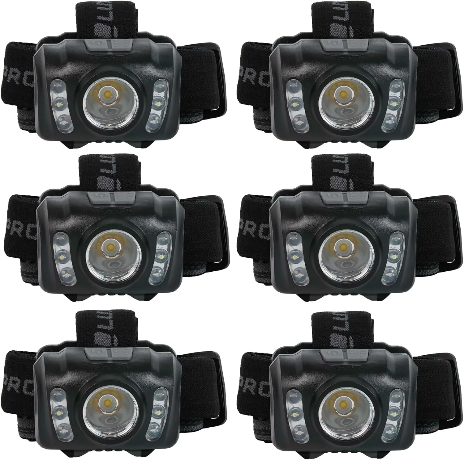 LUXPRO LP345V2 LED Headlamp - Bright 300 Lumen Head Lamp for Outdoors, Camping & Hiking - 6 Light Modes White, Green & Red Light - IPX4 Waterproof - Adjustable Headband - Batteries Included - 6 Pack