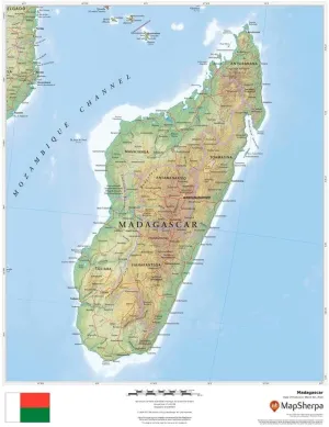 Madagascar - 17" x 22" Laminated Wall Map