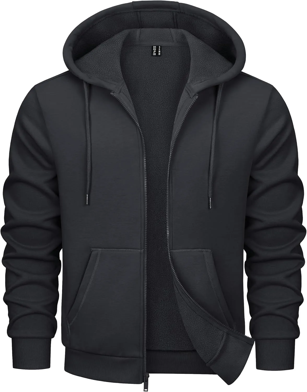 MAGCOMSEN Men's Hoodies Full Zip Up Sweatshirt Fleece Lined Midweigt Hooded Jacket with Pockets Casual Sports Sweater