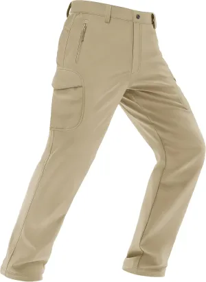 MAGCOMSEN Men's Winter Pants Water Resistant Fleece Lined Snowboard Ski Pants Softshell Tactical Pants with Multi-Pockets
