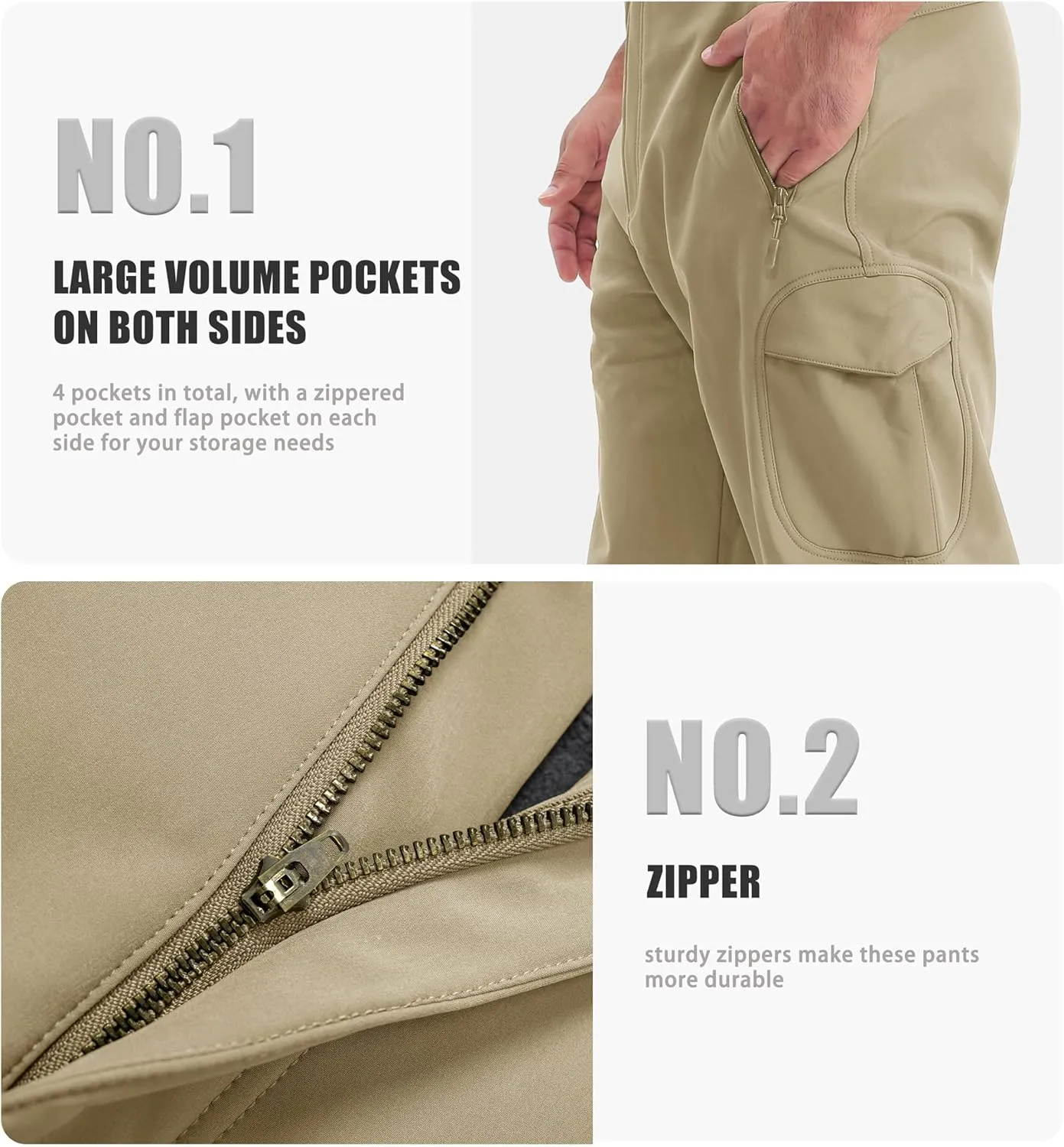 MAGCOMSEN Men's Winter Pants Water Resistant Fleece Lined Snowboard Ski Pants Softshell Tactical Pants with Multi-Pockets