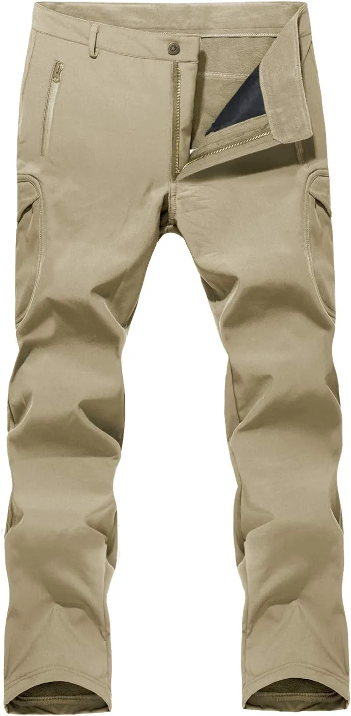 MAGCOMSEN Men's Winter Pants Water Resistant Fleece Lined Snowboard Ski Pants Softshell Tactical Pants with Multi-Pockets