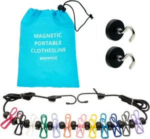 Magnetic Clothesline for Cruise Ship Cabin Approved - Strong Rubber Coated Non-Scratch Magnets, Travel Clothesline for Cruise Ship Essentials 2025 Updated Stronger Magnets