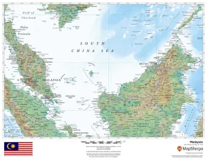 Malaysia Wall Map 1118 x 864mm