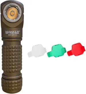 Manker E03H III Pocket Flashlight - 800 Lumens, 519A-V1 4000K High CRI R9080 LED, 12-Hour Max Runtime, IP68 Waterproof, Magnetic Tail, Sand Color, Including Headlight Strap