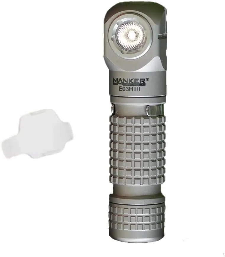Manker E03H III Titanium - Bead Blasted 800 Lumens,519A-V1 4000K High CRI R9080， Magnetic Tail,Rechargeable Portable Flashlight/Headlamp,Including Filter Headband Clip