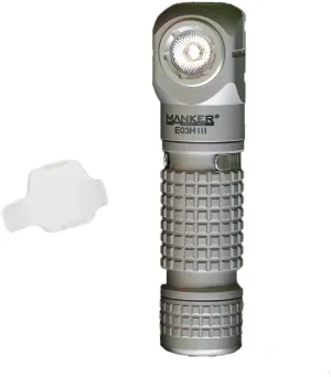 Manker E03H III Titanium - Bead Blasted 800 Lumens,519A-V1 4000K High CRI R9080， Magnetic Tail,Rechargeable Portable Flashlight/Headlamp,Including Filter Headband Clip
