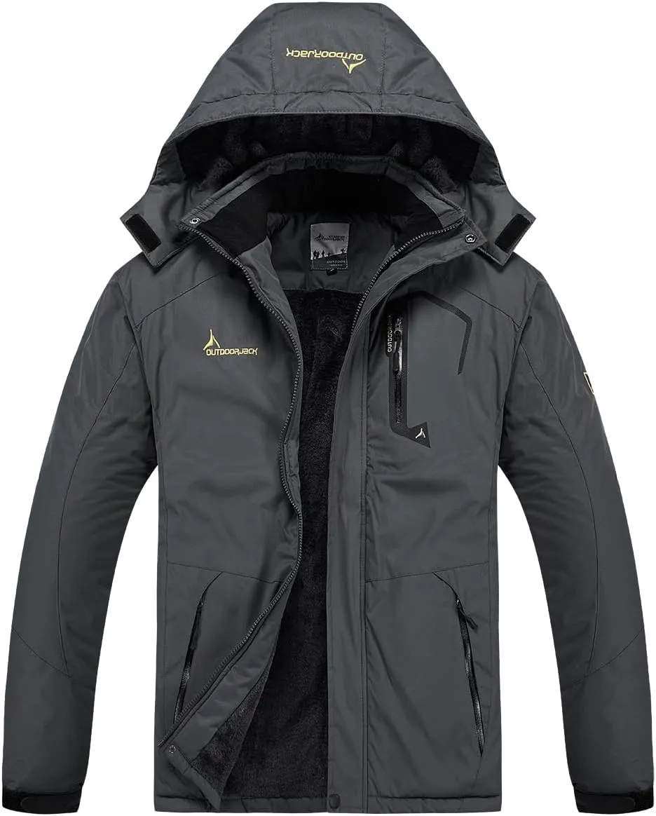 MANSDOUR Men's Snow Ski Hiking Jacket Waterproof Warm Fleece Winter Outdoor Snowboard Windbreaker Hooded Coat…