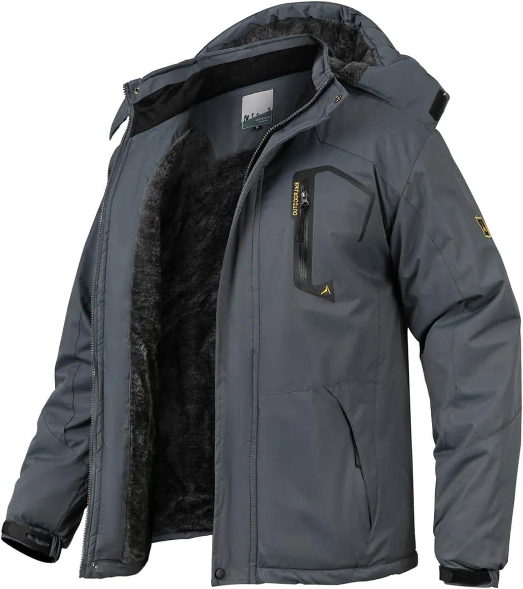 MANSDOUR Men's Snow Ski Hiking Jacket Waterproof Warm Fleece Winter Outdoor Snowboard Windbreaker Hooded Coat…