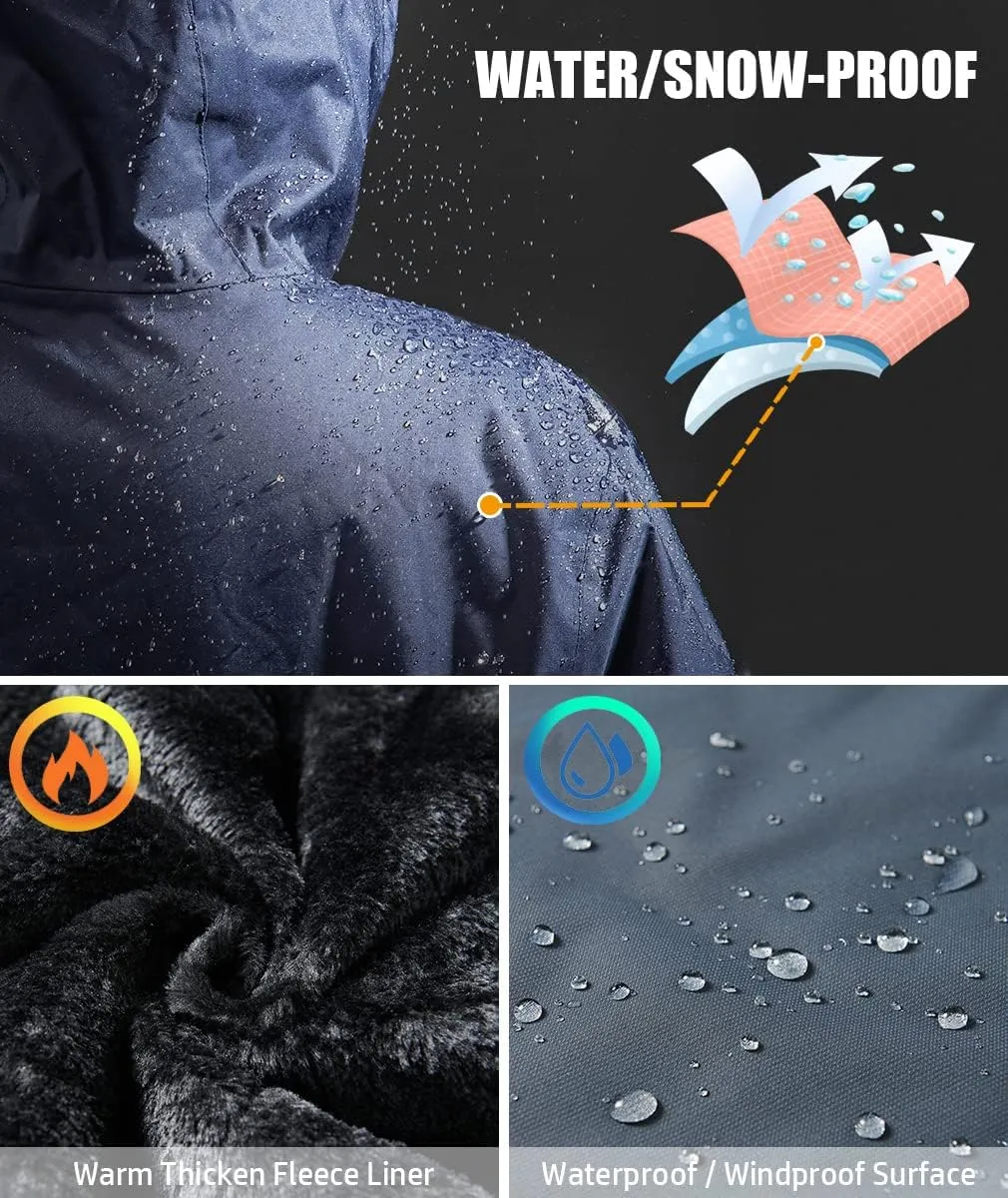 MANSDOUR Men's Snow Ski Hiking Jacket Waterproof Warm Fleece Winter Outdoor Snowboard Windbreaker Hooded Coat…