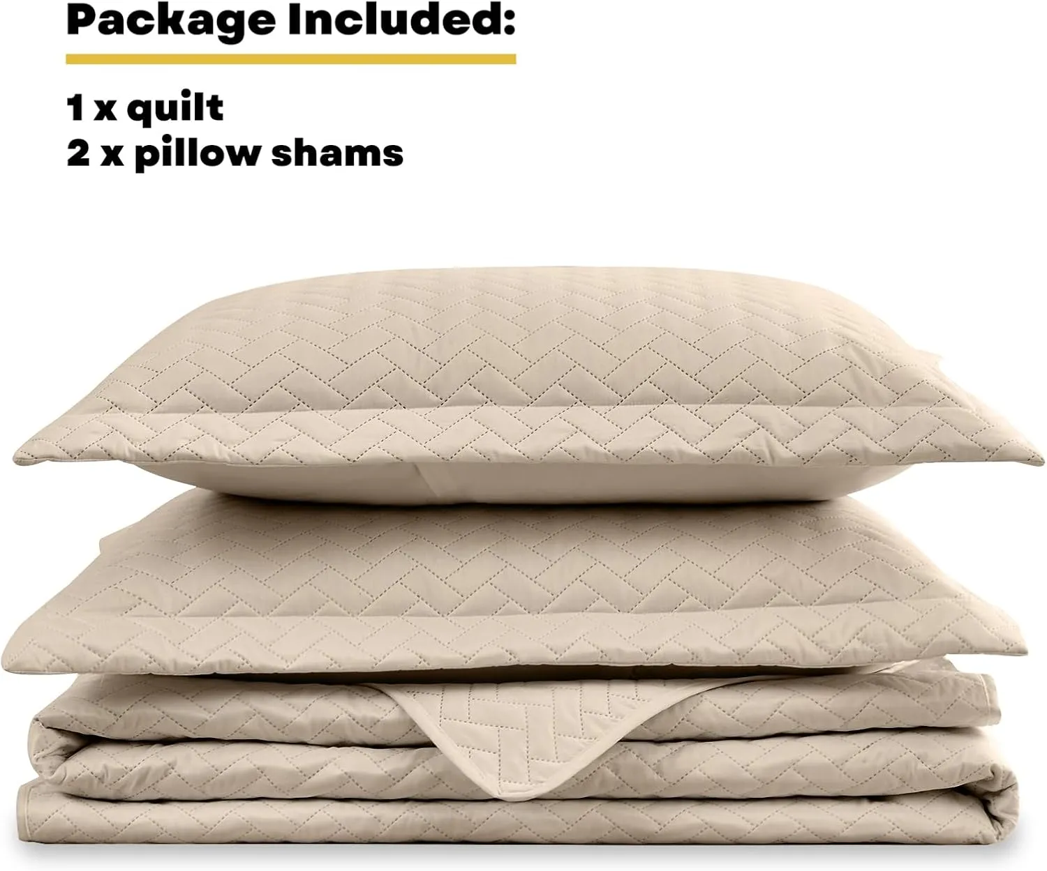 Maple&Stone Quilt Set King Size, Lightweight Beige Bedspread Ultrasonic Chevron Pattern Light Coverlet for All Season Comforter Bedding Decor - 3 Piece King Bed Cover Sets