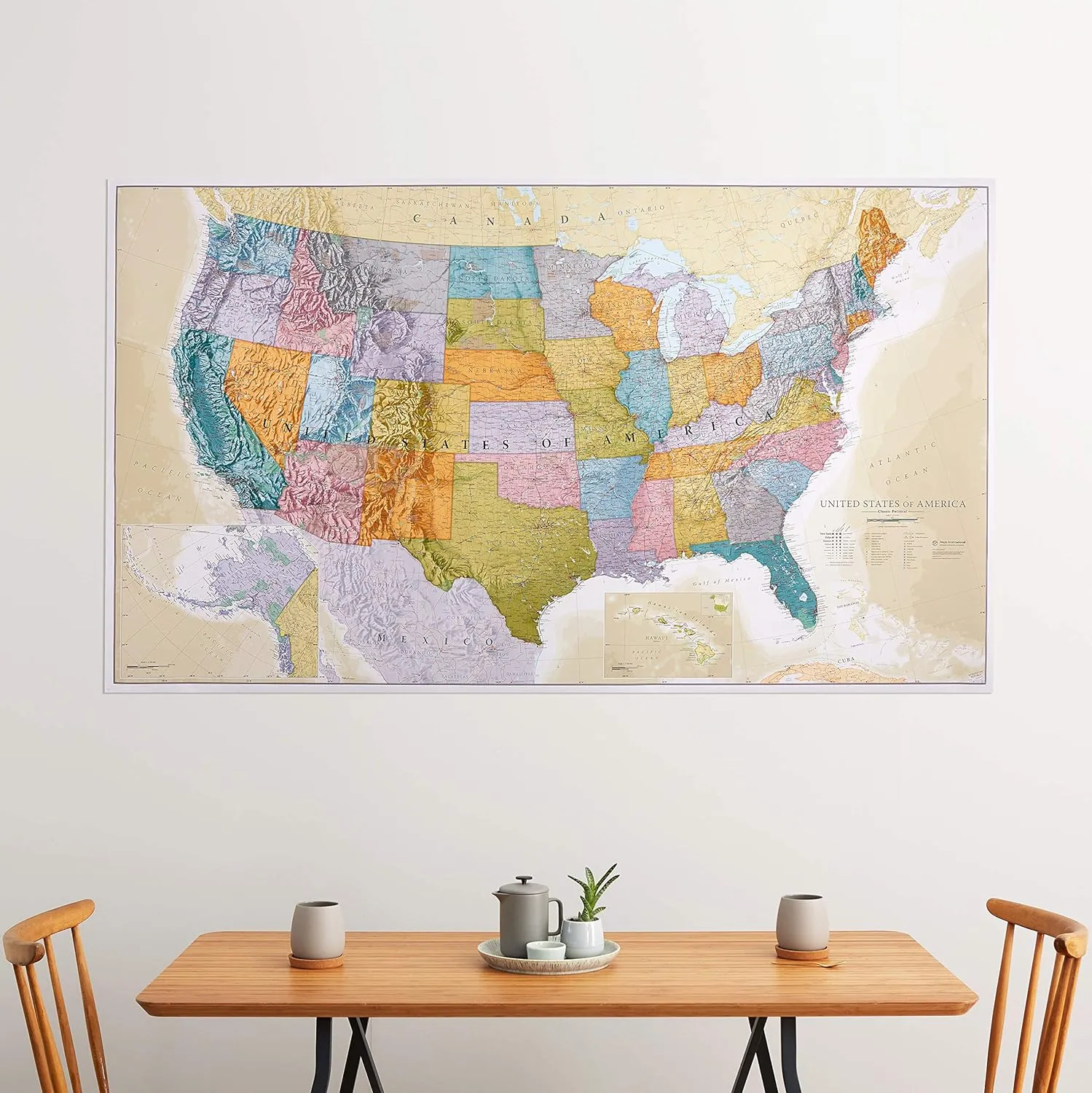 Maps International Giant Classic USA Mega-Map - Map of The United States Poster - Front Lamination - 46 x 80
