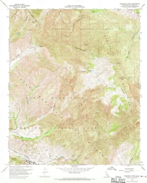 Margarita Peak CA topo map, 1:24000 Scale, 7.5 X 7.5 Minute, Historical, 1968, Updated 1970, 26.8 x 22 in