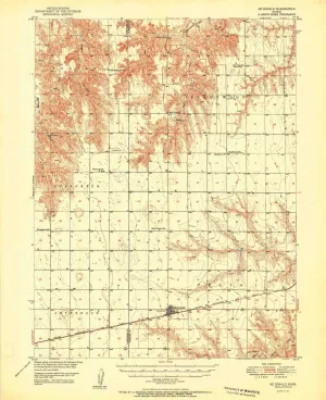 Mc Donald KS topo map, 1:62500 Scale, 15 X 15 Minute, Historical, 1951, 20.66 x 16.81 in