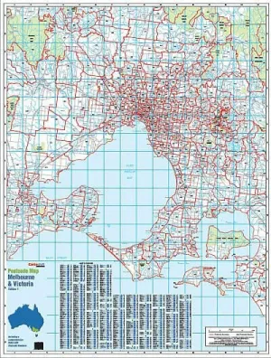Melbourne & Victoria Postcode Laminated Wall Map 788 x 1036mm