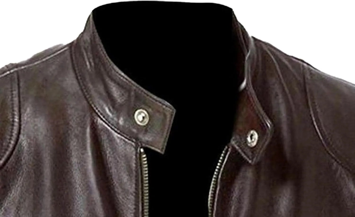 Men Faux Leather Zip Up Jacket Stand Collar Leather Motorcycle Jacket Lightweight Bomber Outwear PU Coat