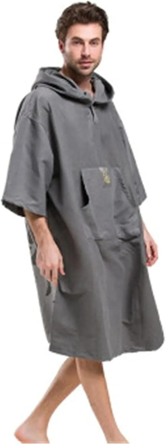 Men’s Cloak Men’s Swimming Bathrobe Waterabsor Quickdrying Windproof Quickchange Clothes with Hat Cloak Bath Towel Portable Travel Diving Beach Vacation Equipment