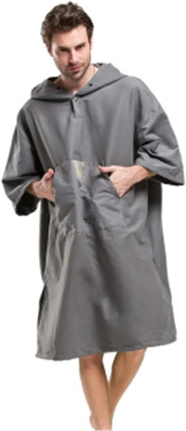 Men’s Cloak Men’s Swimming Bathrobe Waterabsor Quickdrying Windproof Quickchange Clothes with Hat Cloak Bath Towel Portable Travel Diving Beach Vacation Equipment