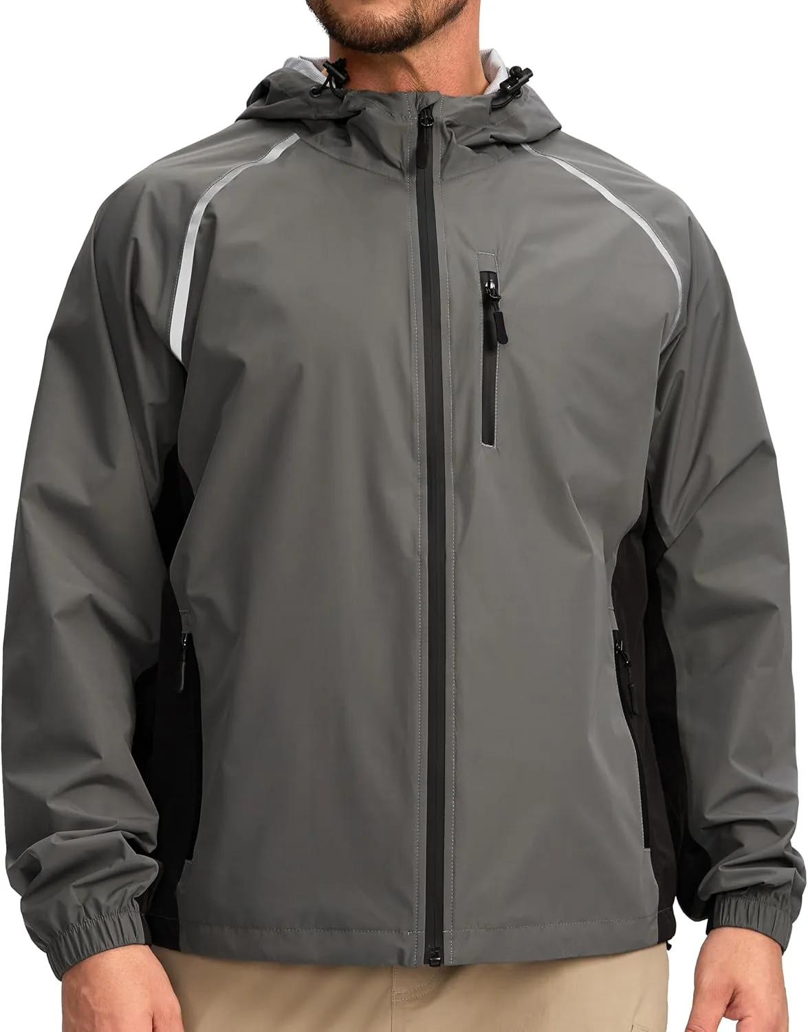Men's Cycling Rain Jackets Waterproof Running Bike Windbreaker Lightweight Packable Hooded Jacket