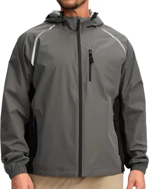 Men's Cycling Rain Jackets Waterproof Running Bike Windbreaker Lightweight Packable Hooded Jacket