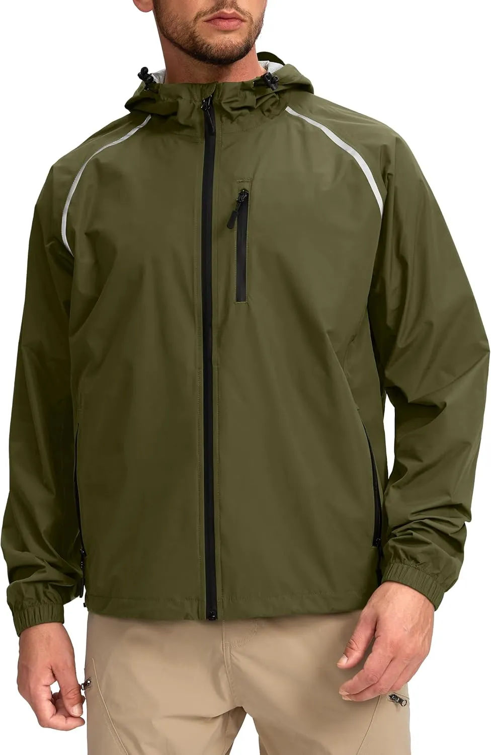 Men's Cycling Rain Jackets Waterproof Running Bike Windbreaker Lightweight Packable Hooded Jacket