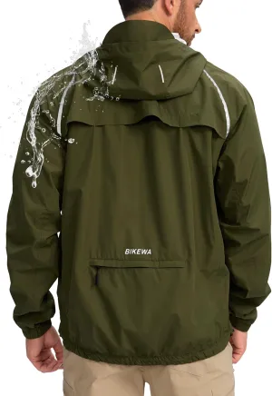 Men's Cycling Rain Jackets Waterproof Running Bike Windbreaker Lightweight Packable Hooded Jacket