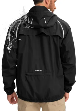 Men's Cycling Rain Jackets Waterproof Running Bike Windbreaker Lightweight Packable Hooded Jacket