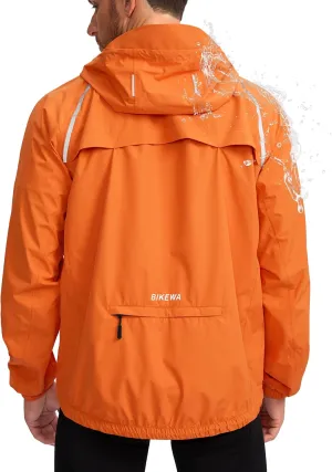 Men's Cycling Rain Jackets Waterproof Running Bike Windbreaker Lightweight Packable Hooded Jacket