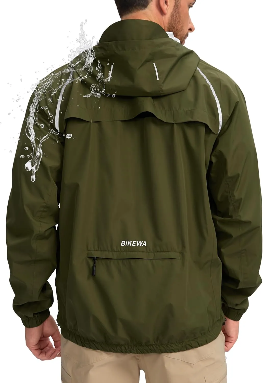 Men's Cycling Rain Jackets Waterproof Running Bike Windbreaker Lightweight Packable Hooded Jacket