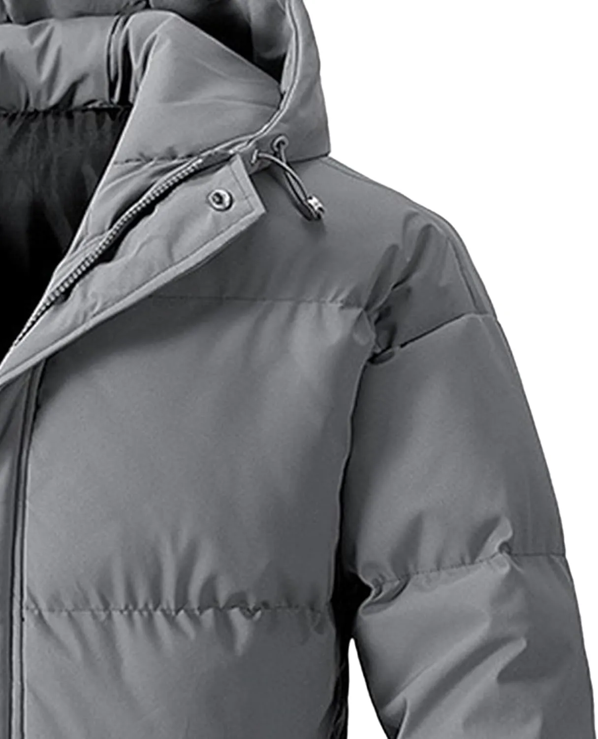Mens Hooded Warm Quilted Jacket Winter Coat Insulated Puffer Jacket Water-Repellent Windproof Parkas Outerwear