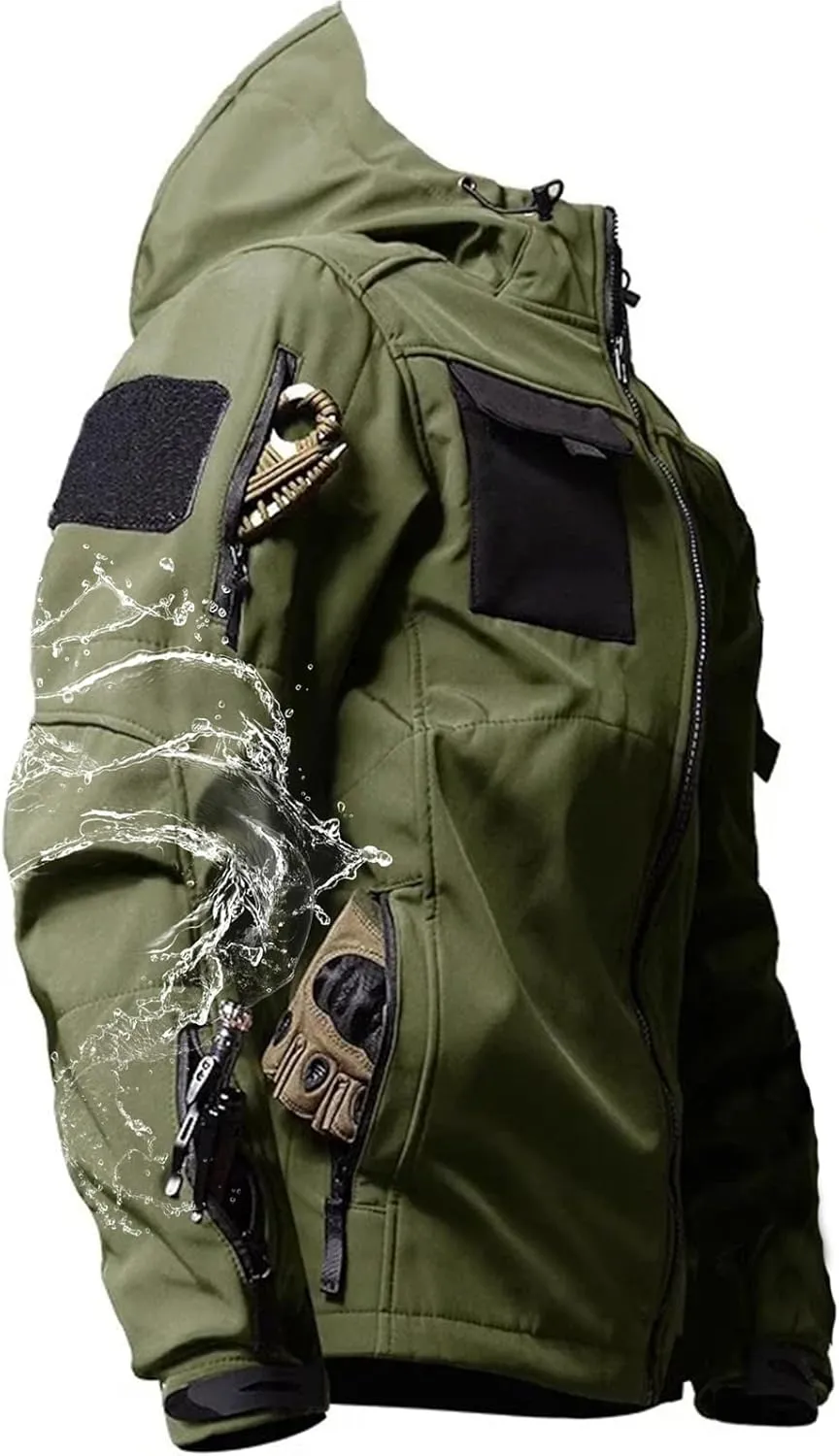 Men's Outdoor Tactical Jacket Softshell Waterproof Lightweight Windbreaker Multi Pockets Hunting Hiking Jackets