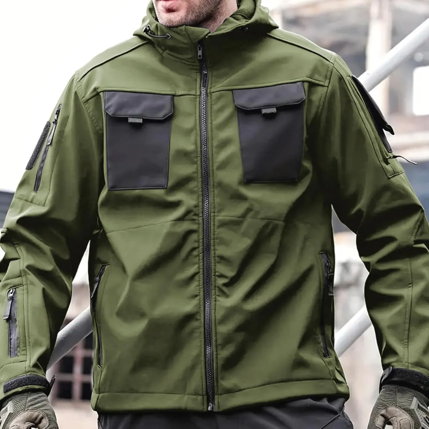 Men's Outdoor Tactical Jacket Softshell Waterproof Lightweight Windbreaker Multi Pockets Hunting Hiking Jackets