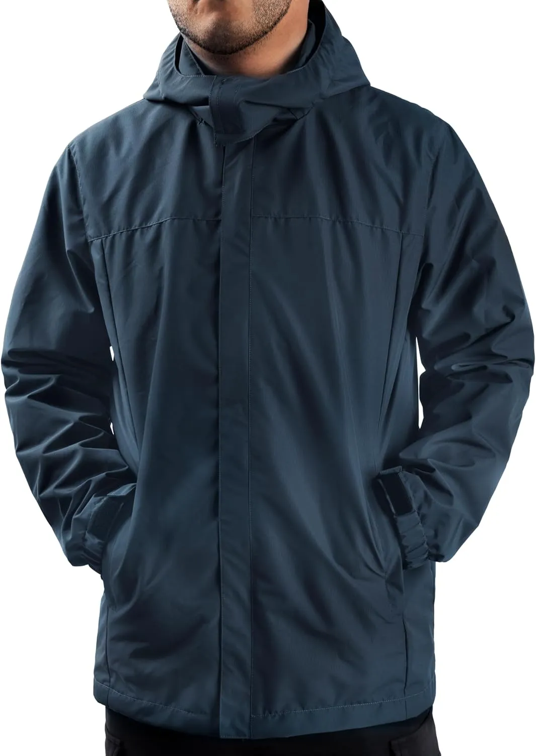 Mens Rain Jacket Lightweight Waterproof With Hooded Outdoor Raincoat Jacket For Hiking Travel