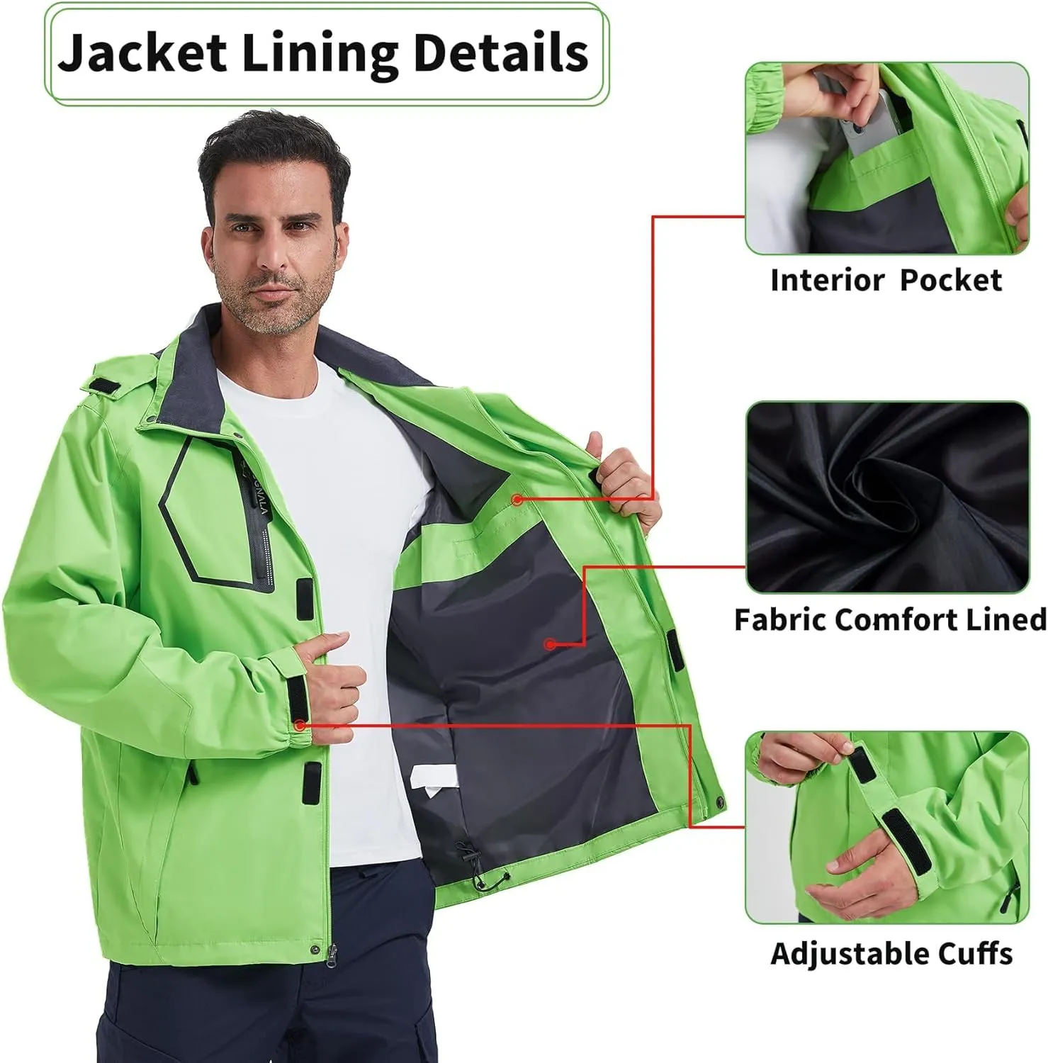 Men's Rain Jacket Waterproof Lightweight Hood jackets for Hiking Cycling Travel Raincoat S-6XL