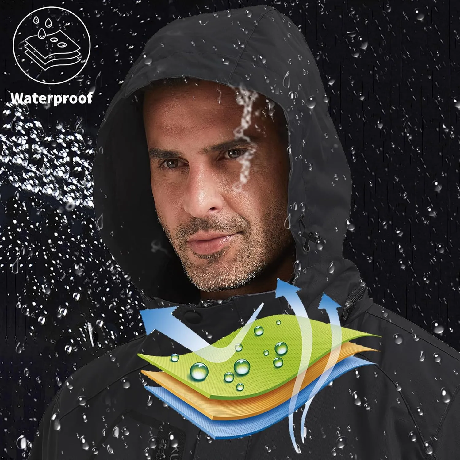 Men's Rain Jacket Waterproof Lightweight Hood jackets for Hiking Cycling Travel Raincoat S-6XL