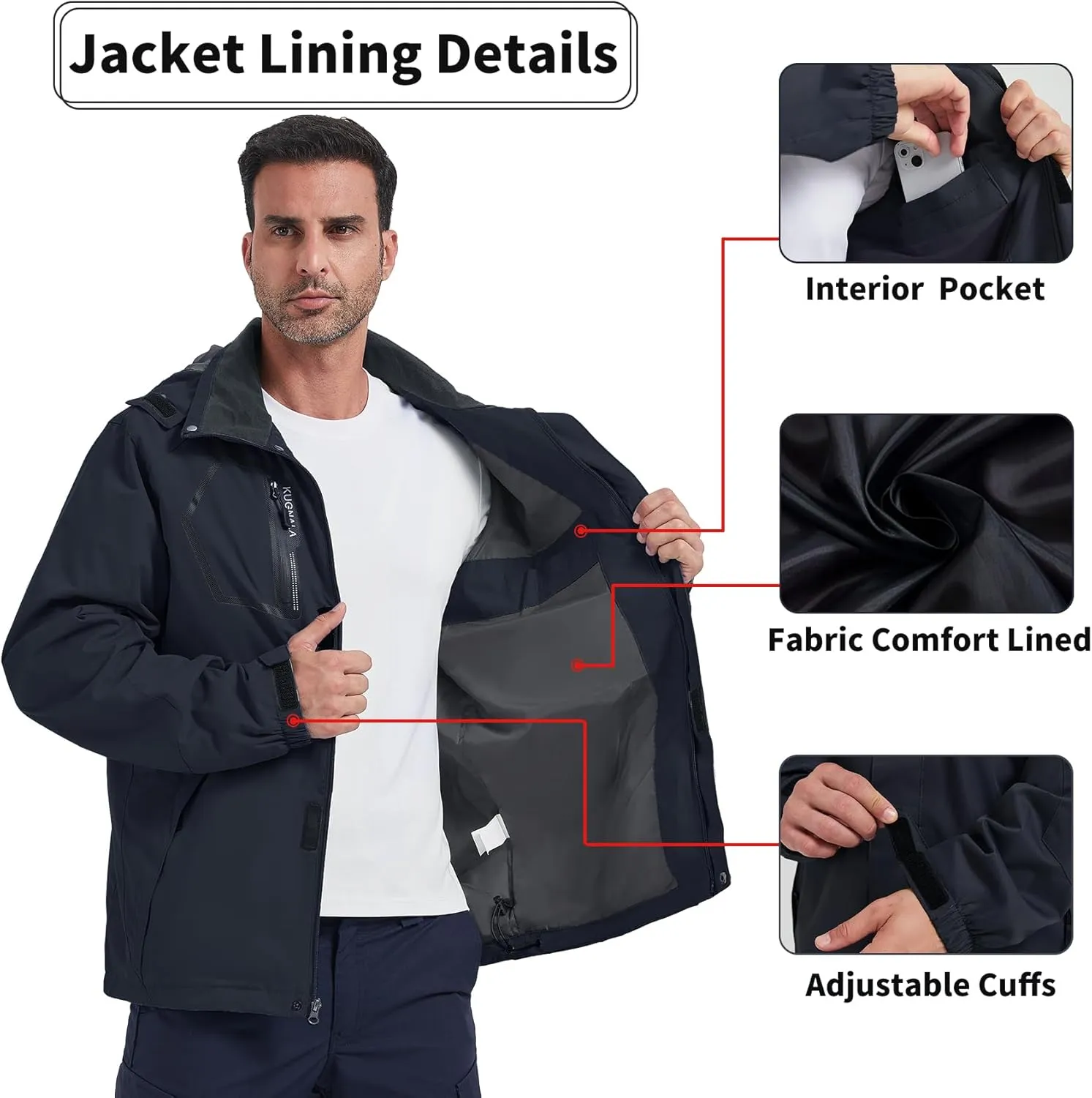 Men's Rain Jacket Waterproof Lightweight Hood jackets for Hiking Cycling Travel Raincoat S-6XL