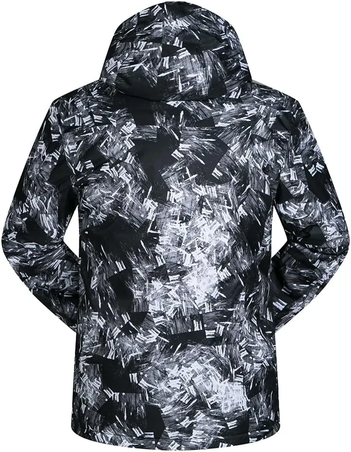 Mens Ski Jacket and Pants Set Ski Suit Winter Waterproof Windproof Hooded Snow Coat 2 Pieces Snowboarding Snowsuits