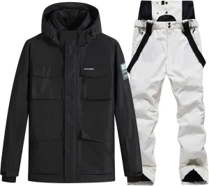 Men's Ski Jacket and Pants Set Waterproof Snowsuit Windproof Snow Suit Winter Outdoor Ski Suit