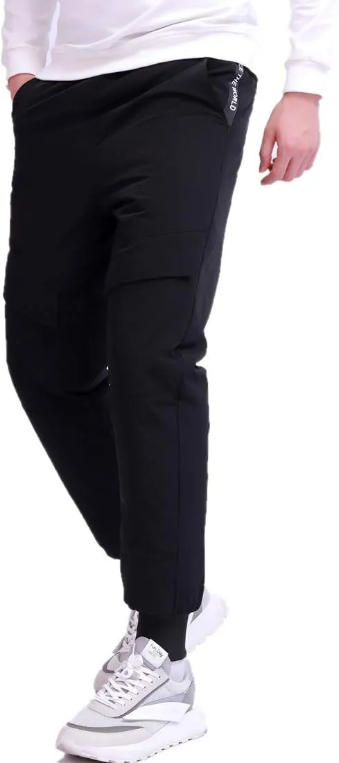 Men's Snow Pants Winter Warm Packable Down Pants Compressor Outdoors DownTrousers Black