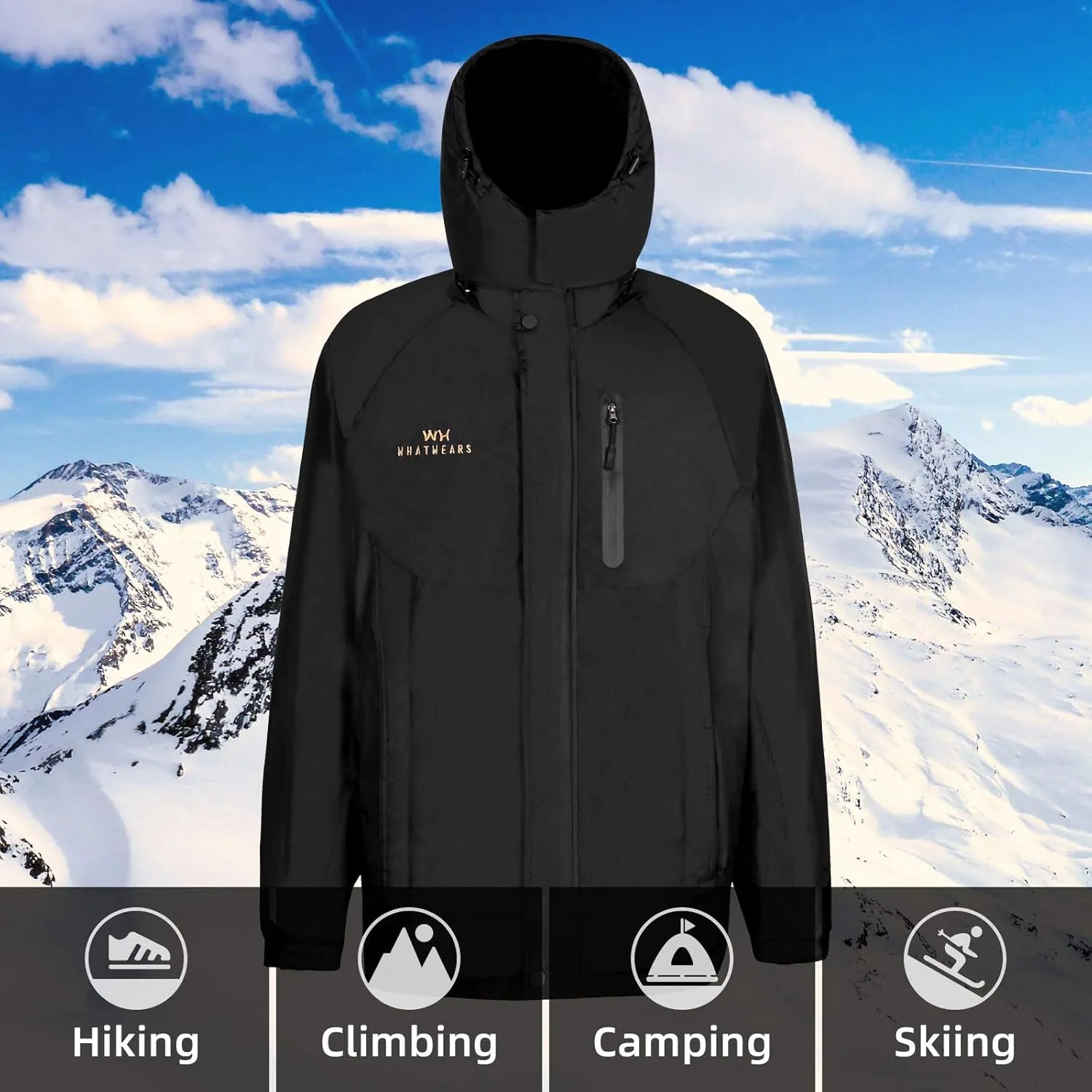 Men's Winter Coats Waterproof Ski Jacket for Men Snow Coat Windproof Mountain Jackets with Hooded