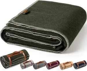 Merino Wool Blend Camping Blanket Ultra Warm, Moisture Wicking, Portable Outdoor Blanket for Camping, RV Trips, Adventures, Picnic, Bushcraft Survival Kits, Large 86"x62"
