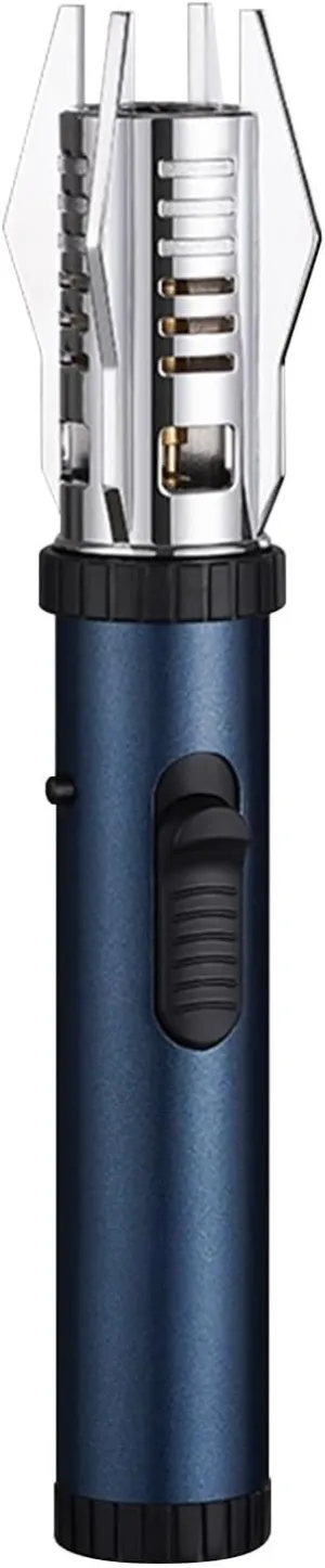 Metal Gas Lighter with Temperature Spitfire for Household Kitchen Windproof Lighter for Camping & Outdoors - Refillable Torch Jet Flame Lighter, Straight & Powerful Lighter(Color:Blue)