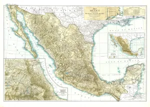 Mexico Wall Map - Published 1916 by National Geographic