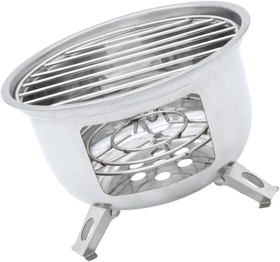 Milisten Stainless Steel Portable Bbq Grill Charcoal Camping Stove Mini Camping Grill Outdoor Cooking Supply