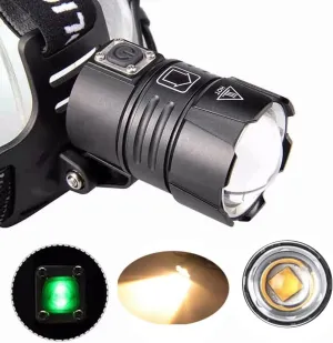 MINCHEN 8000Lumens Yellow Light LED Headlamp Zoom Adjustable 3 Working Modes USB Head Light Not Included 18650 Batteries. (Yellow Light)