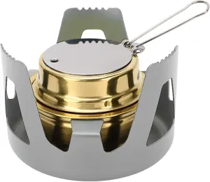 Mini Alcohol Stove Brass Aluminum Alloy Safe Windproof Portable Widely Used Mini Backpacking Stove for Camping Cooking Outdoor Activities